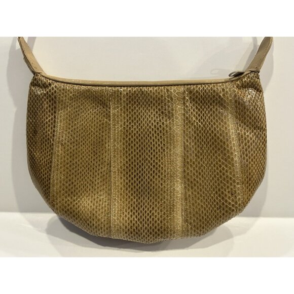 Clemente Vintage Snake Skin Shoulder Purse Tan / Brown With Strap Zipper Closure - Picture 11 of 16